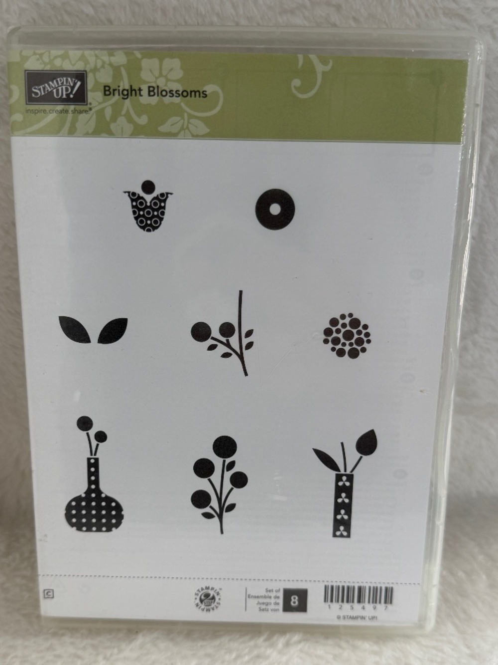 Stampin Up Cling Stamp Set Bright Blossoms Set of 8 Card Making Scrapbooking